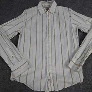 Ruehl 925 Mens Shirt L Off White Striped Cotton